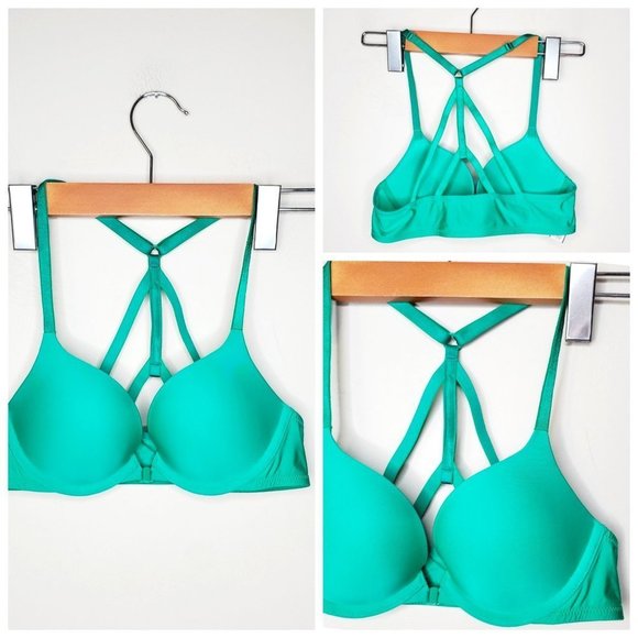 VICTORIA'S SECRET Green Racerback Push Up Bra